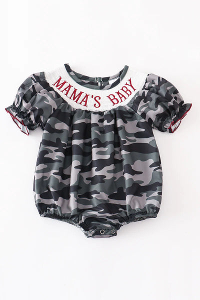 camo infant dress Weathered Mid Sleeve Twirl 6/7 Made of 100% soft brushed cotton Smocked Camo mamas baby romper