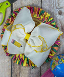 Pencil moon stitch bow clip