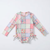 Floral patchwork rash guard Swimsuit