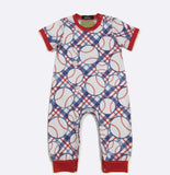 Clover cottage boy baseball romper