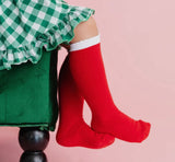 Santa baby scalloped knee high socks