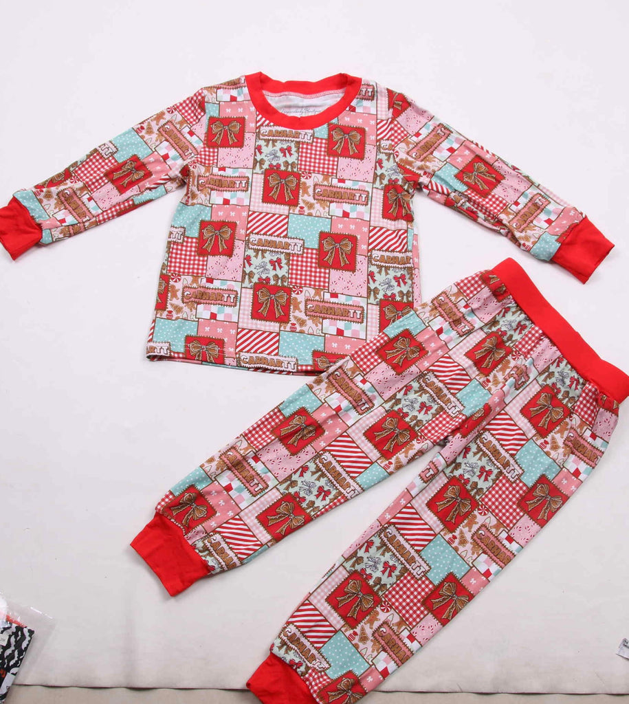 Patchwork Christmas Bows Bamboo 2 Pc set
