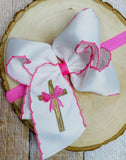 Cross moonstitch bow headband