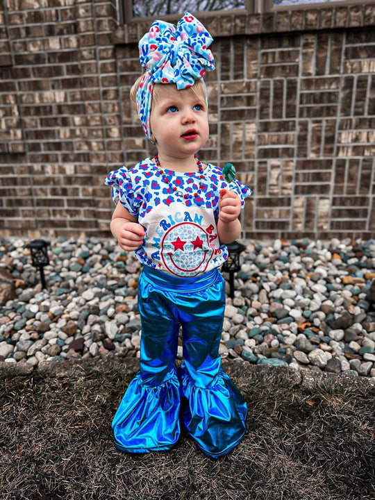 Blue metallic Bell pants