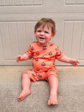 Pumpkin ribbed material boy romper