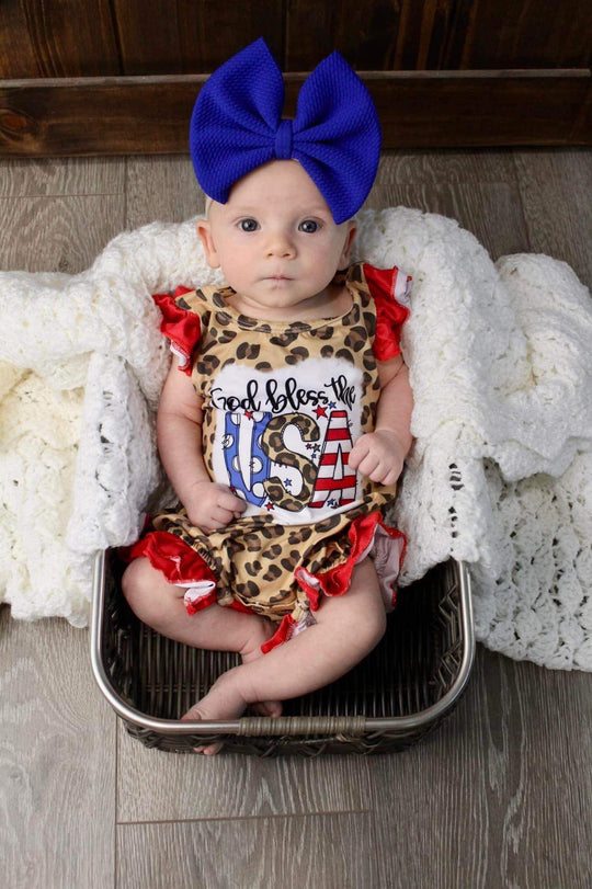 Clover cottage leopard USA romper