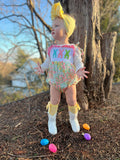 Smocked bunny tie romper