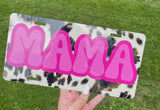 Front license plate - mama cow print