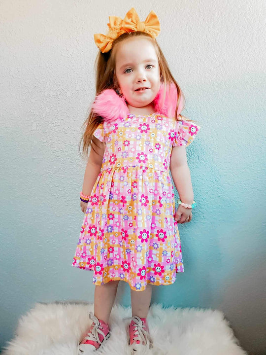 Plaid floral smiles dress