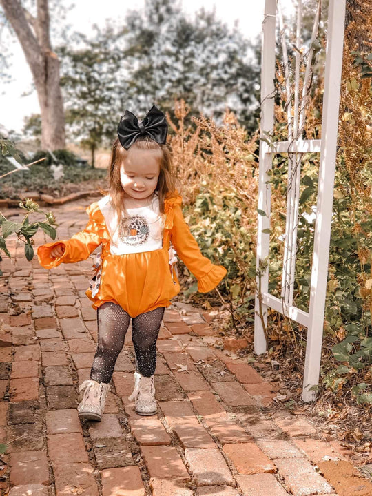 Orange happy fall romper