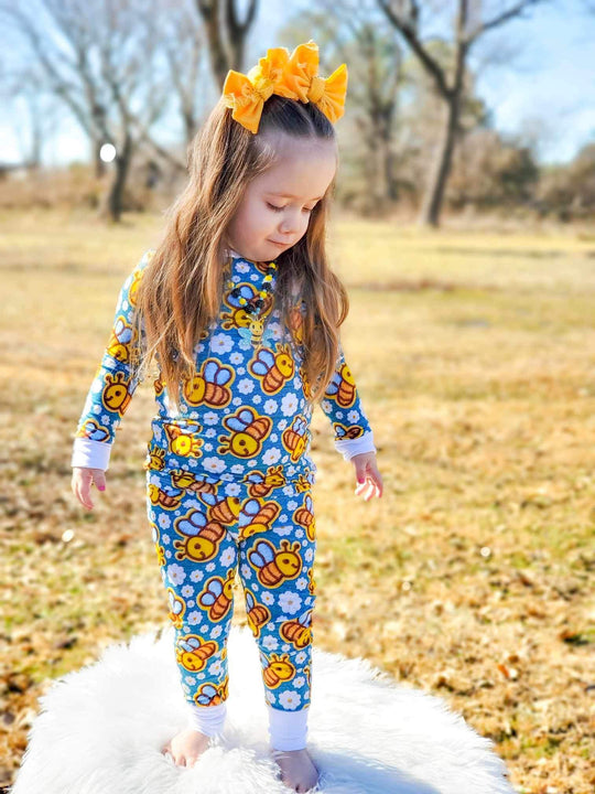 Floral bees Two Piece Bamboo Pj