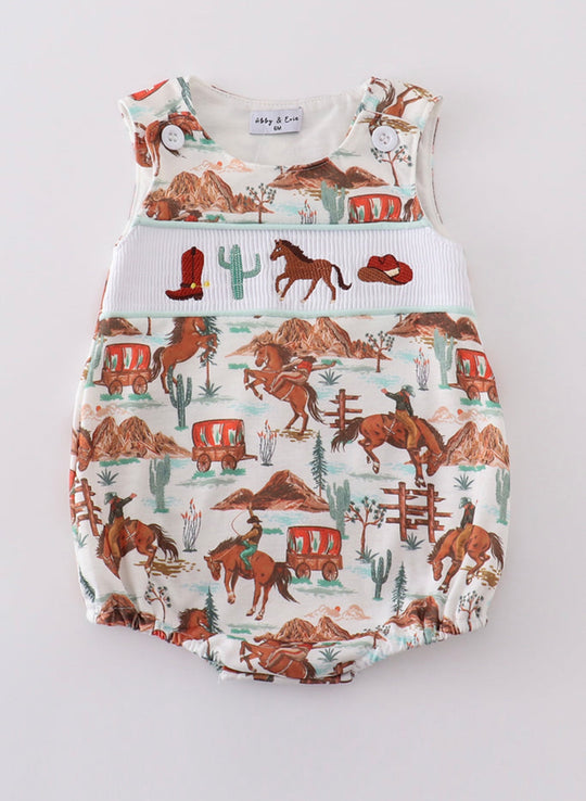 Western smocked boy bubble