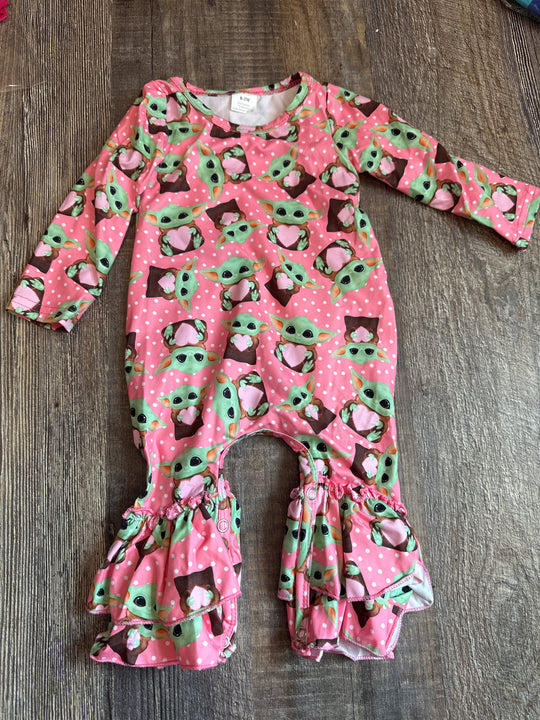 Pink heart ruffle romper