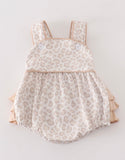 Beige leopard ruffle romper