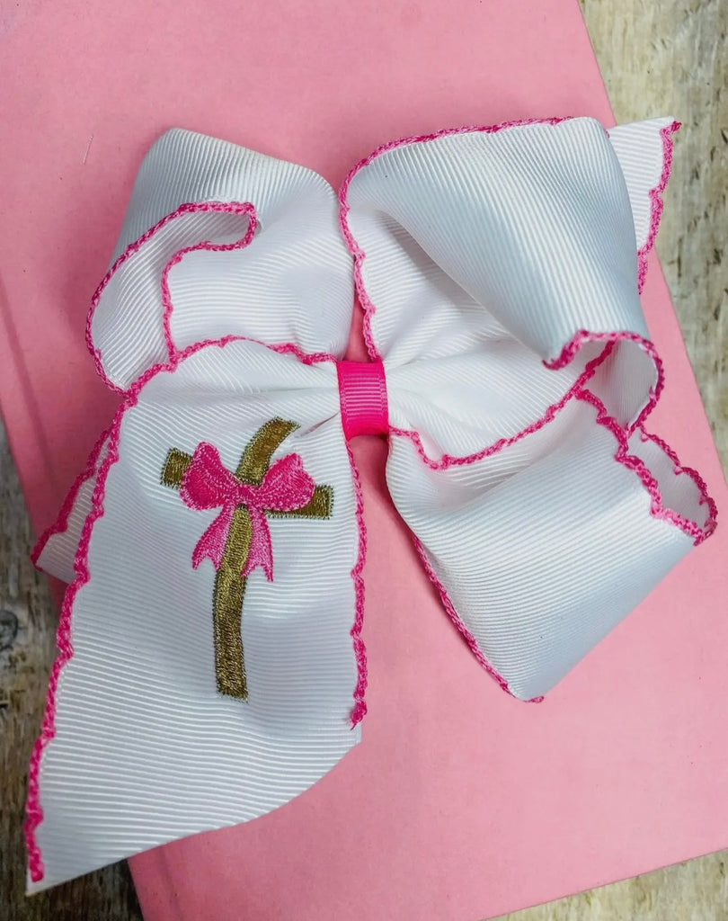 Cross moonstitch bow clip