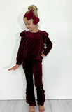 Velvet Ruffle set - Crimson