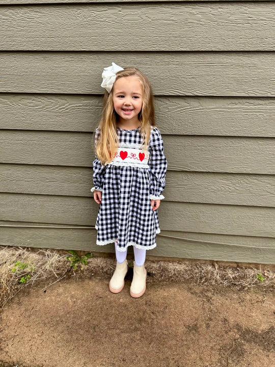 Plaid hearts Smocked dress