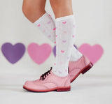 Hearts scalloped knee high socks