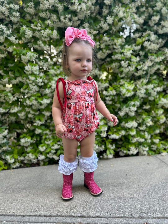 Pink Floral tie romper