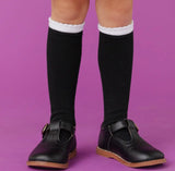 Scallop knee high socks black/ white