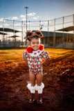 Smocked leopard baseball romper