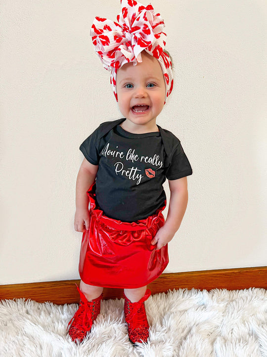 Metallic cinched skirt - red (skirt only)