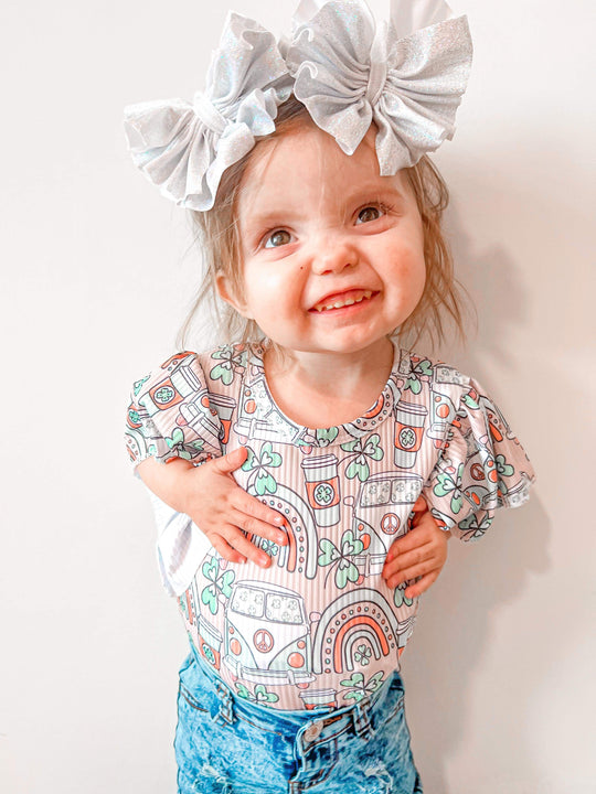 St. Patrick’s hippie bus ribbed romper
