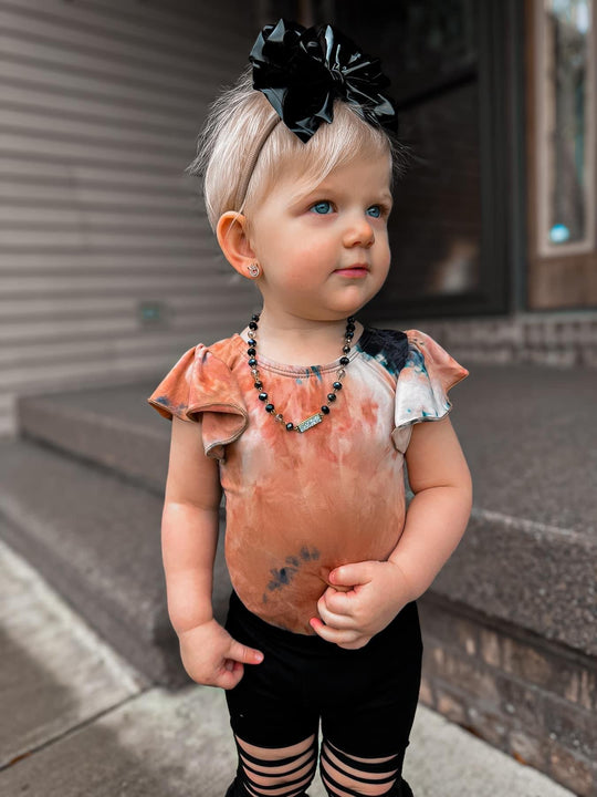 Brown & black tie dye flutter
