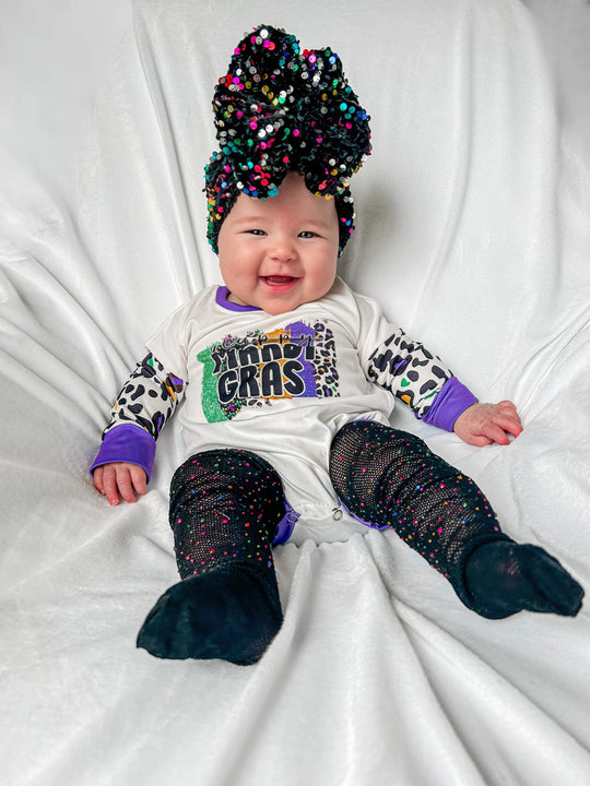 Leopard Mardi Gras romper