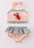 Seersucker lobster two piece swimsuit