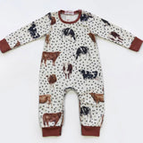 Clover Cottage spotted cow romper