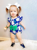 Blue and green bunny romper