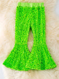 Neon green sequin bells