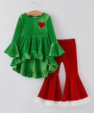 Green heart velvet Set