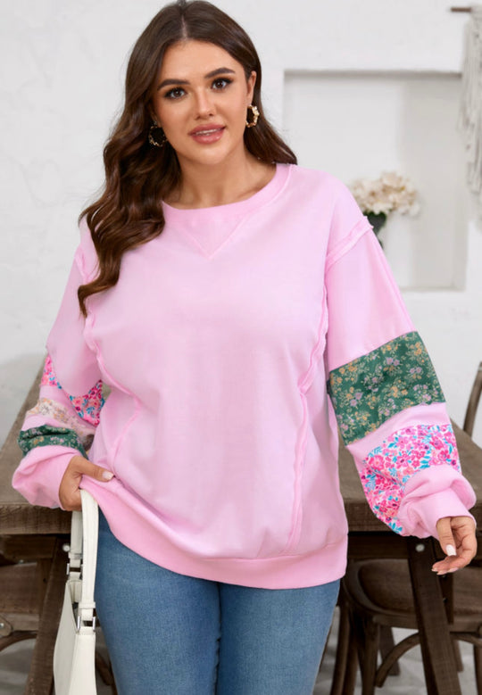 Women’s plus floral patchwork sweater
