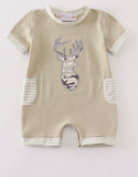 Camo deer embroidery romper