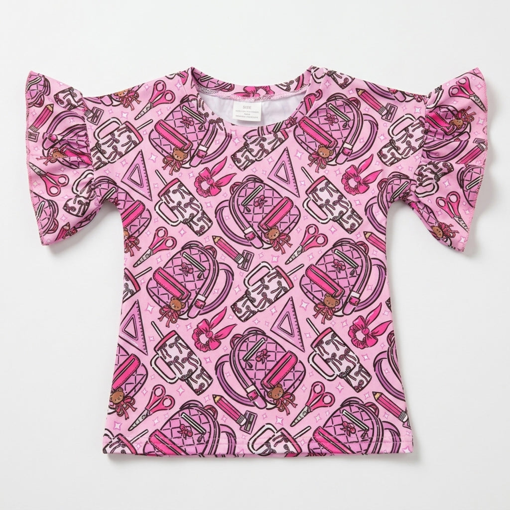 School supplies ruffle tee