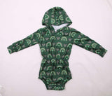 Shamrock rainbow Ribbed Hooded romper