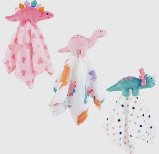 Hudson baby 3 pack security blanket girl Dino’s