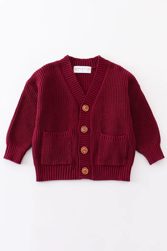 Maroon pocket cardigan