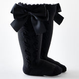 Cable bow socks- black