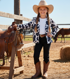 Faux suede cow fringe blazer only