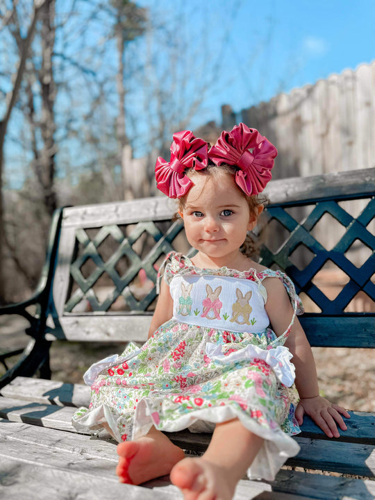 Floral rabbit embroidery dress