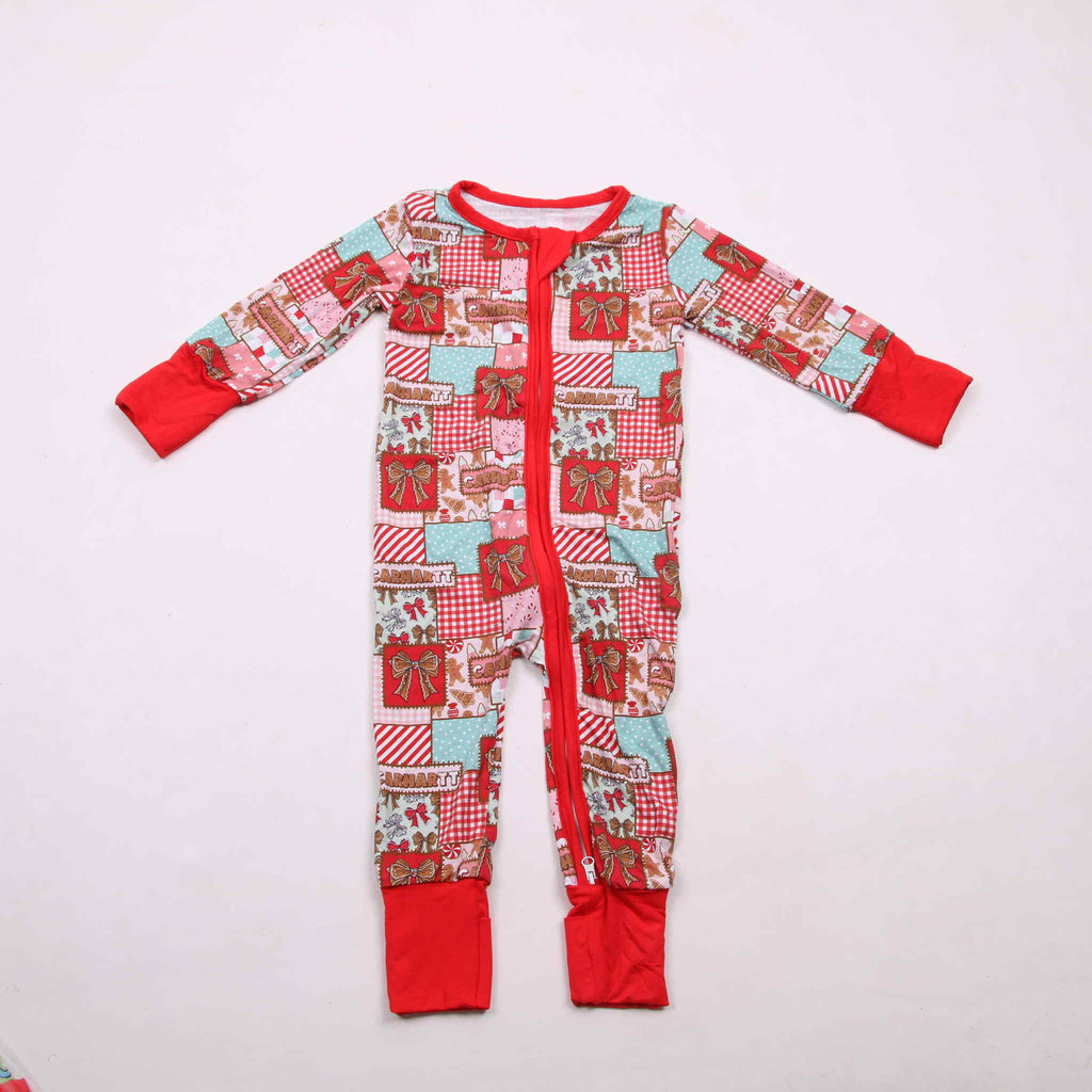 Patchwork Christmas Bows Bamboo Zippy