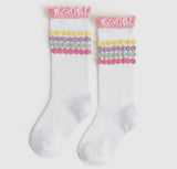 Pastel bubble lace top knee high socks