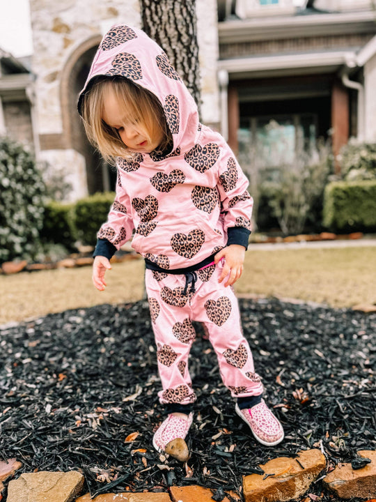 Pink Leopard Hearts Jogger set