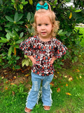 Western bow ribbed ruffle top