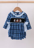 Girls navy nativity romper