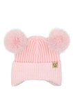 C.C Kids Fur Earflap Pom Pom Beanie Winter Hat - Pink