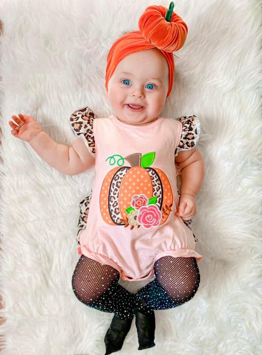 Pink and leopard pumpkin romper